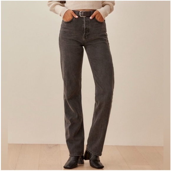 Reformation Denim - Reformation Women's Straight Leg Jeans - Dark Gray
